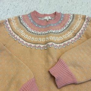 Loveshackfancy Pearl Embellished Sweater Size Large